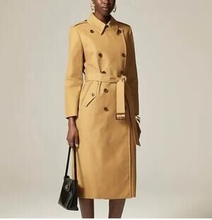 J Crew New Long Icon Trench Coat 12 NWT Midi Tan Honey CI113 J.Crew Belt Prep